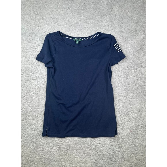 Lauren Ralph Lauren navy blue blouse sz large - Picture 1 of 8
